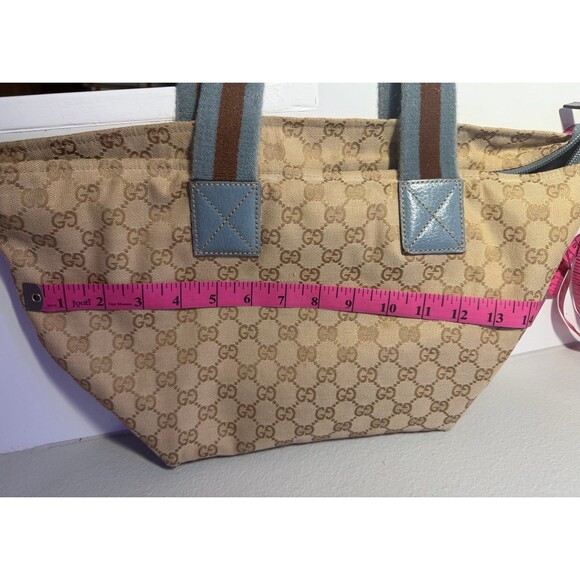 Rare Gucci blue and brown monogram. Pre-loved. Certified on Mercari. - Picture 12 of 13